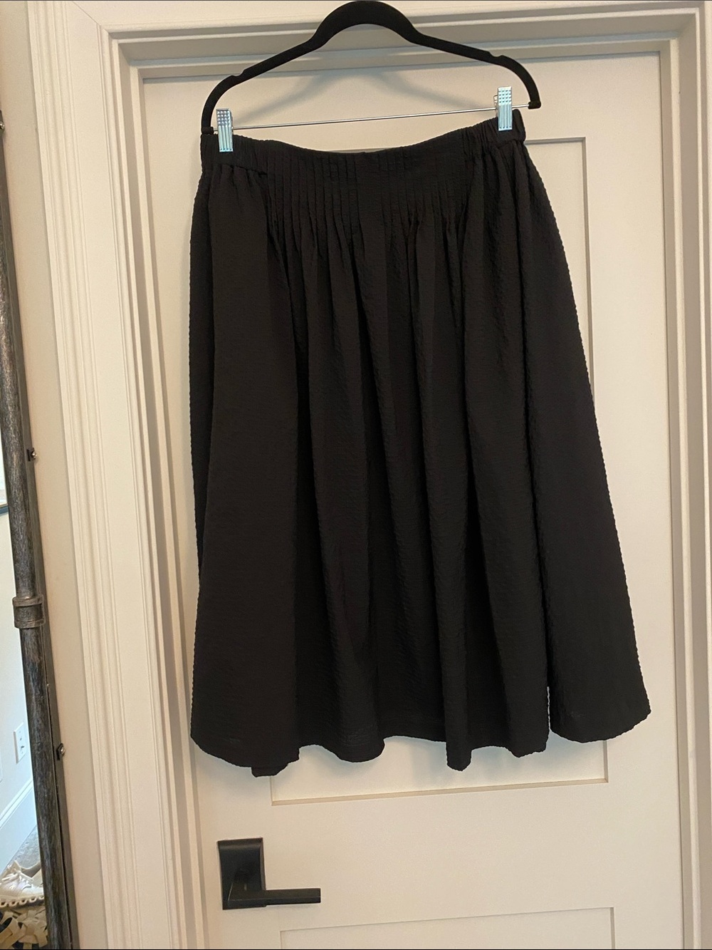 Nordstrom Black A-Line Midi Skirt with Gathered Waist